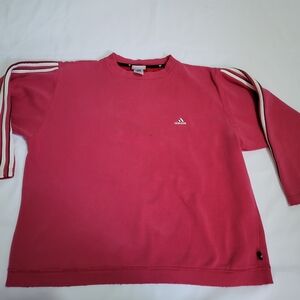 Adidas Red Crewneck Sweater with Iconic Stripes